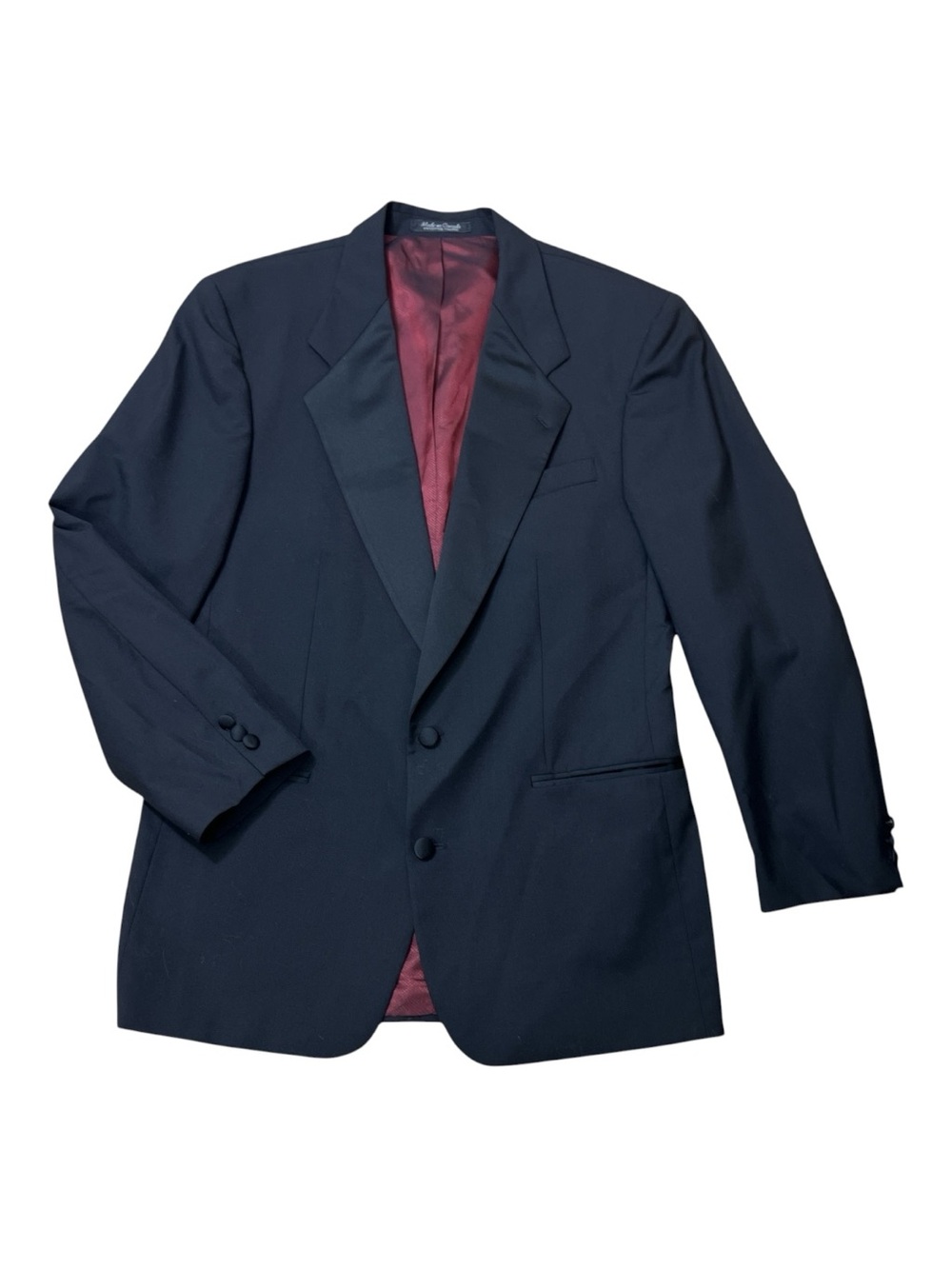 Modesto Uomo Solid Black Pure Virgin Wool Tuxedo Size 42 T Blazer Two Button